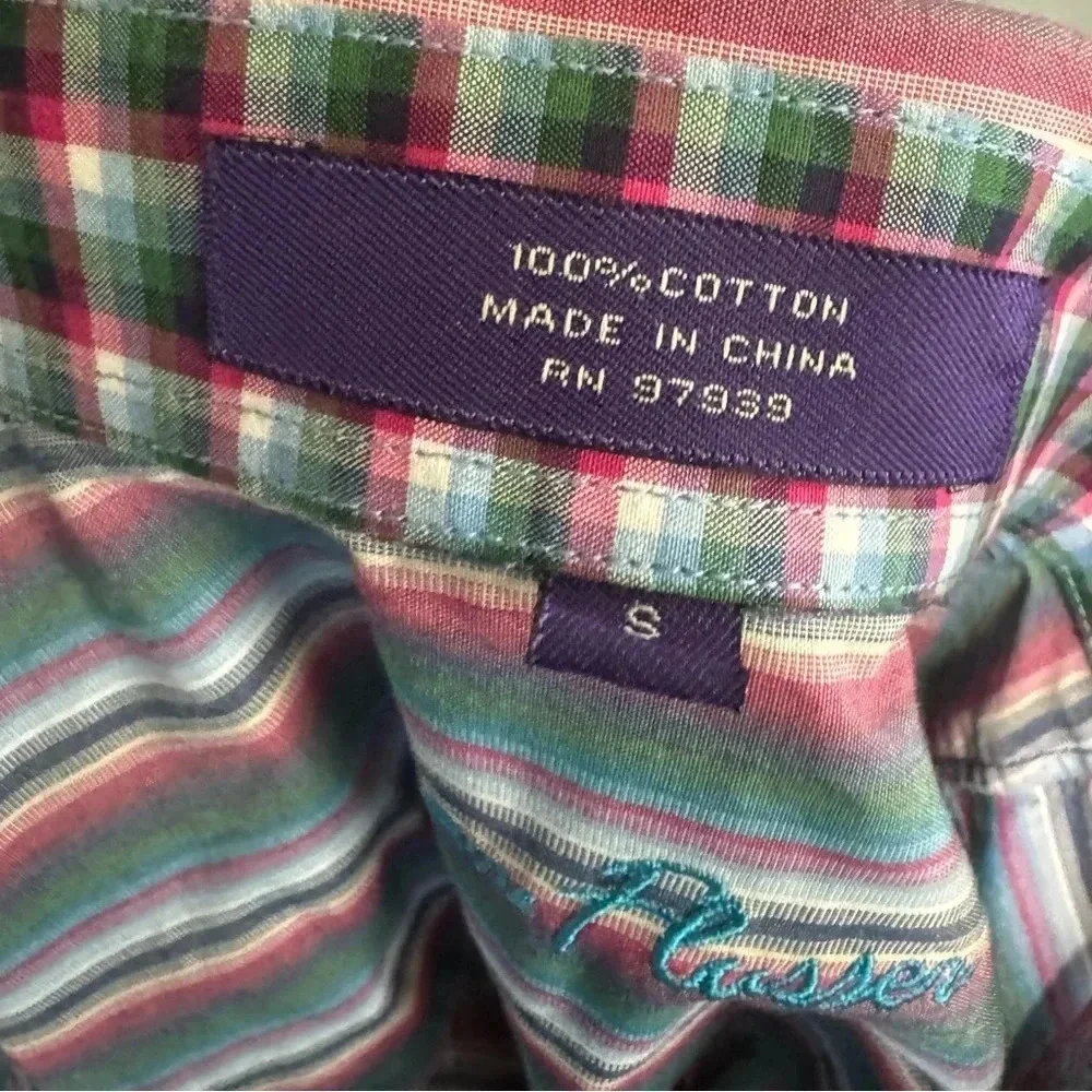 ALAN FLUSSER Multicolor Stripe Button Front Shirt with Contrast Flip Cuff Size S